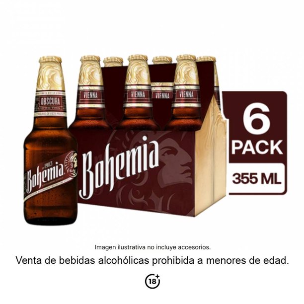 Cerveza oscura Bohemia 6 botellas de 355 ml c/u