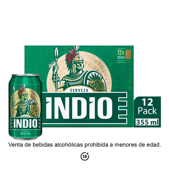 Cerveza oscura Indio 12 latas de 355 ml c/u