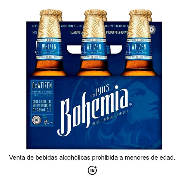 Cerveza Bohemia weizen de trigo 6 botellas de 355 ml c/u