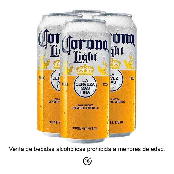 Cerveza clara Corona Light 4 latas de 473 ml c/u