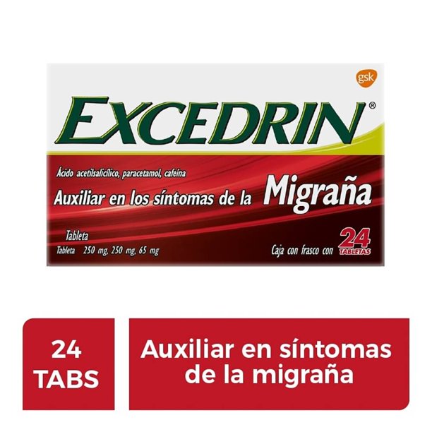 Excedrin Ácido acetilsalicilico, paracetamol, cafeína 24 tabletas 250 mg, 250 mg, 65 mg