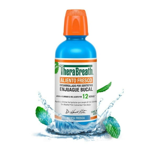 Enjuague bucal Therabreath menta fresca azul  473ml