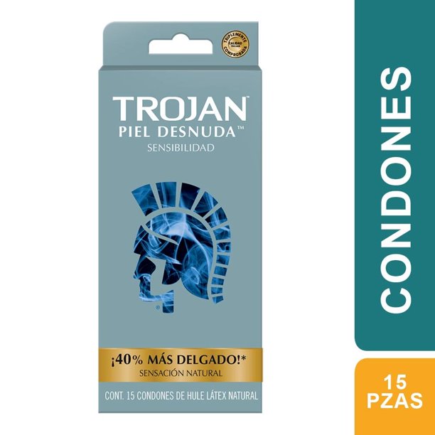 Condones Trojan Piel Desnuda sensibilidad 15 pzas