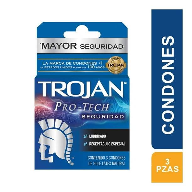 Condones Trojan Pro-Tech seguridad 3 pzas