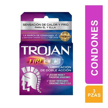 Condones Trojan Fire & Ice lubricante de doble acción 3 pzas