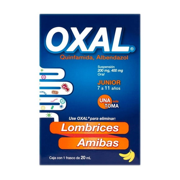 Oxal Quinfamida 200 mg, Albendazol 400 mg suspensión junior 20 ml