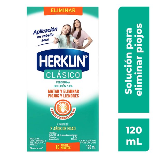 Shampoo Herklin Clásico para remover piojos y liendres 120 ml