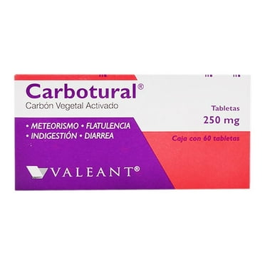 Carbotural carbón vegetal activado 250 mg 60 tabletas