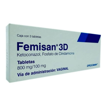 Femisan 3D tabletas vaginales 800 mg/100 mg 3 pzas