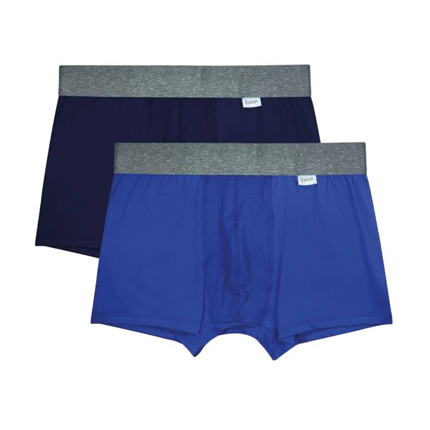 Bóxer Zaga para Hombre, Azul Corto Microfibra 2 Piezas Talla EG