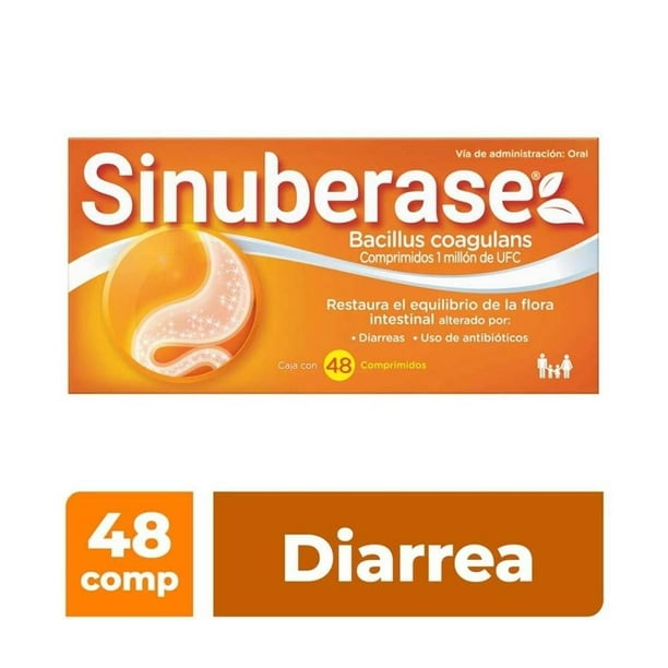 Probióticos Sinuberase 48 tabletas de probioticos Bacillus coagulans 1 Billón de UFC