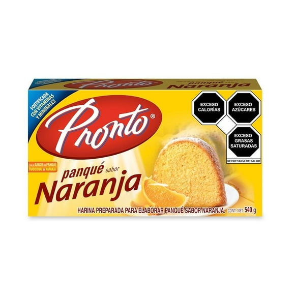 Harina para preparar panqué Pronto sabor naranja 540 g