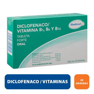 Diclofenaco/Vitaminas Forte Medimart 30 grageas