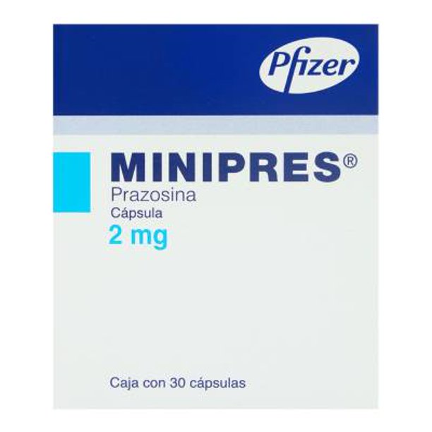 Prazosina Minipres 2 mg 30 cápsulas
