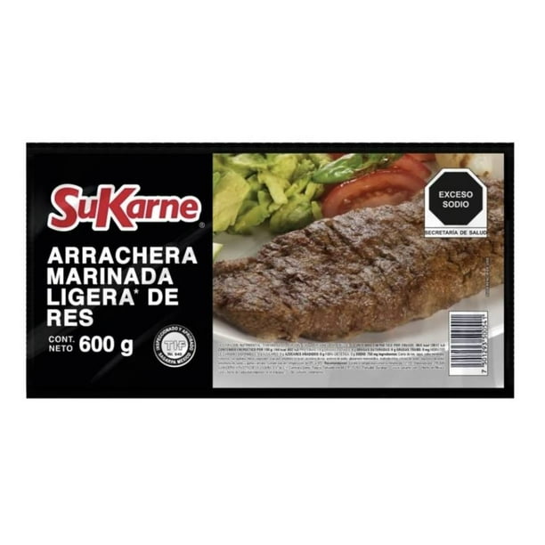 Arrachera de res SuKarne marinada ligera 600 g