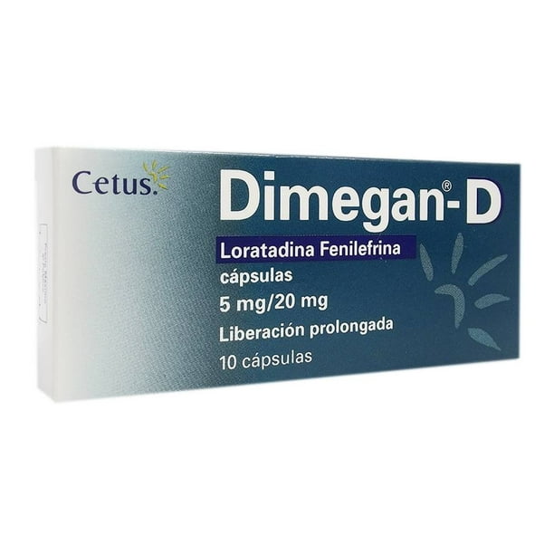 Loratadina / Fenilefrina Dimegan D 5 mg / 20 mg 10 cápsulas