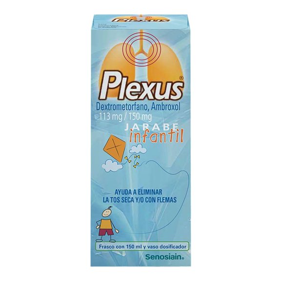 Jarabe para la tos Plexus Dextrometorfano 113 mg, Ambroxol 150 mg jarabe infantil 150 ml