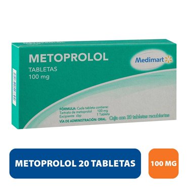 Metoprolol Medimart 100 mg 20 tabletas recubiertas