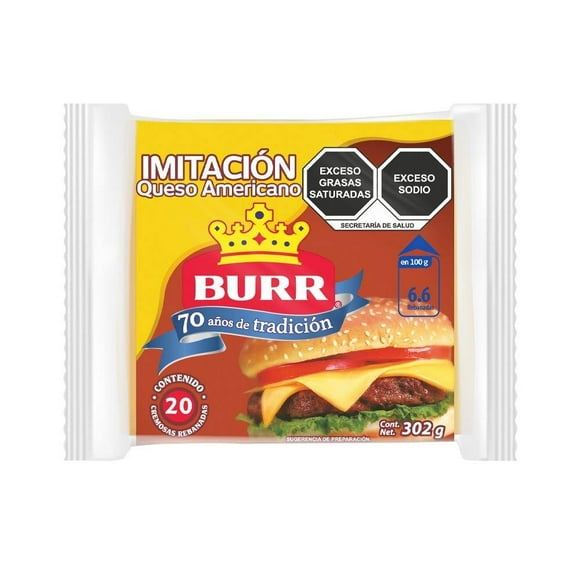 Queso imitación americano Burr en rebanadas 302 g