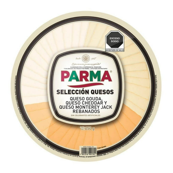 Selección de quesos Parma gouda cheddar y Monterey Jack rebanados 250 g