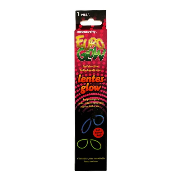 Lentes luminosos Euro Novelty glow color rojo 1 pza