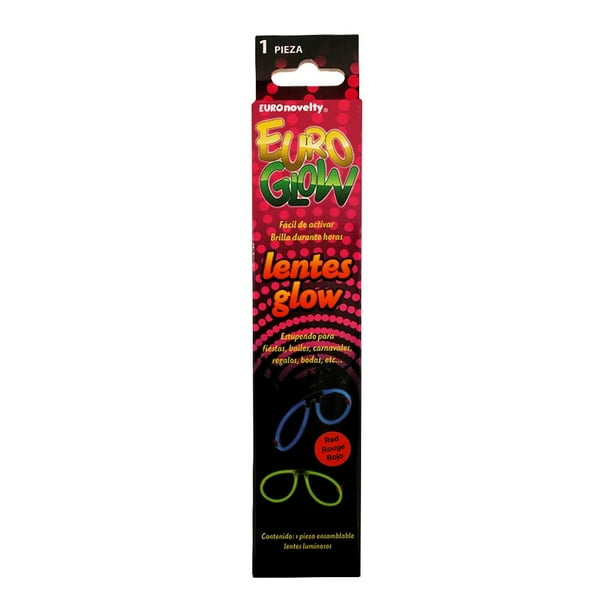 Lentes luminosos Euro Novelty glow color rojo 1 pza