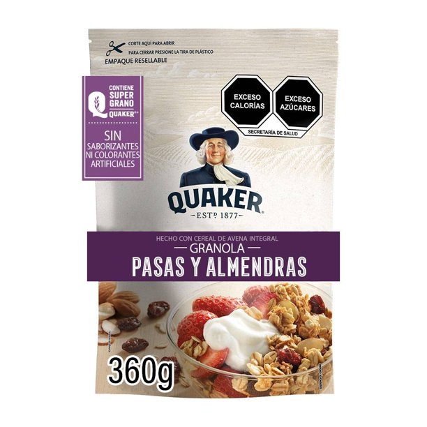 Granola Quaker almendras pasas y miel 360 g