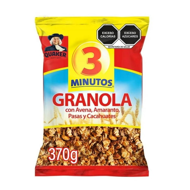 Granola Quaker 3 Minutos avena, amaranto, pasas y cacahuates 370 g