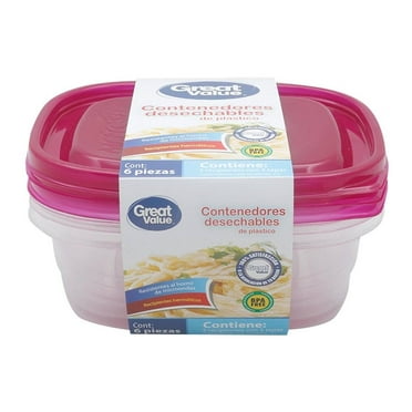 Contenedores desechables Great Value de plástico 6 pzas