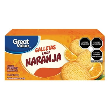 Galletas Great Value sabor naranja 5 paquetes de 4 pzas c/u