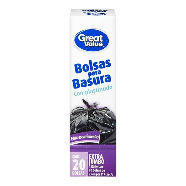 Bolsas para basura Great Value extra jumbo con plastinudo 20 pzas