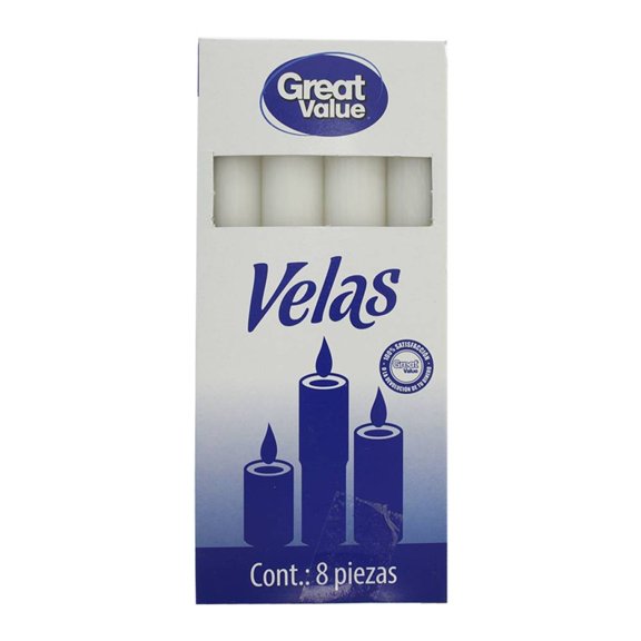 Velas Great Value 8 pzas