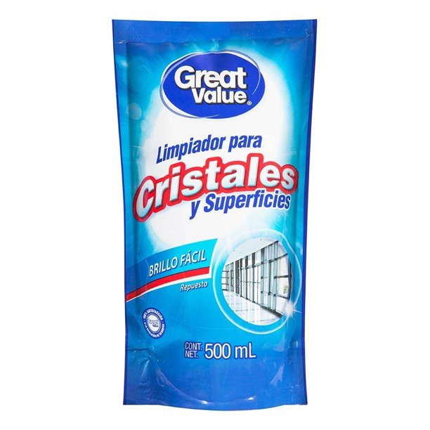 Limpiador líquido Great Value repuesto cristales y superficies 500 ml