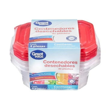 Set de 4 Contenedores Rectangulares Great Value 710 ml desechables