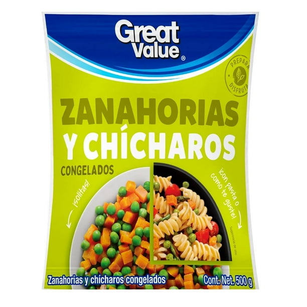 Zanahorias y chícharos Great Value congelados 500 g