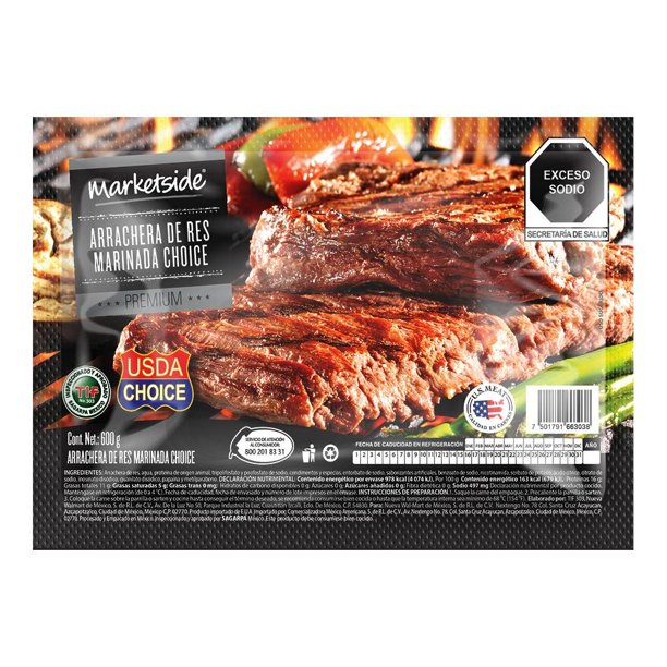 Arrachera de res Marketside choice marinada 600 g