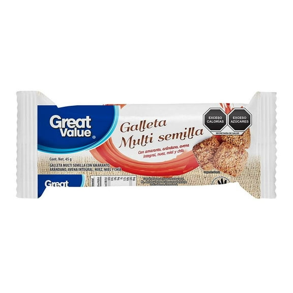 Galletas Great Value multi semilla miel y chía 45 g