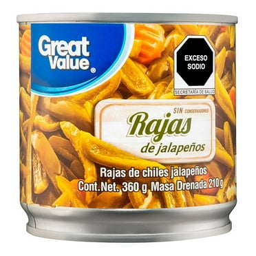 Chiles jalapeños Great Value en rajas 360 g