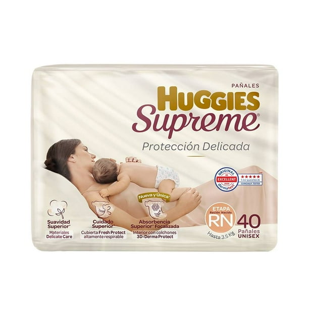 Pañales Huggies Supreme etapa recién nacido unisex  40 piezas