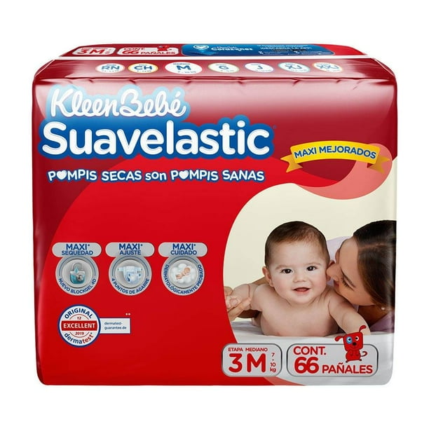 Pañales para bebe Kleenbebé Suavelastic Etapa 3 Mediano Unisex 66 Piezas