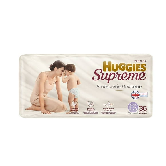 Pañales Huggies Supreme etapa 5 unisex 36 piezas