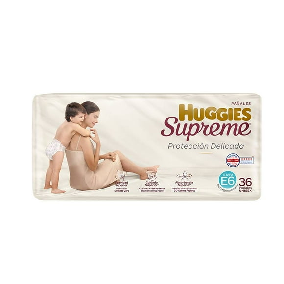 Pañales Huggies Supreme etapa 6  unisex 36 piezas