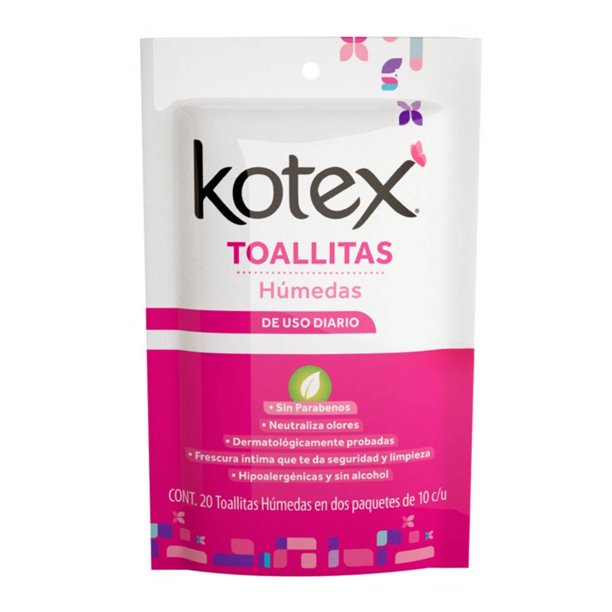 Toallitas húmedas Kotex de uso diario 20 pzas