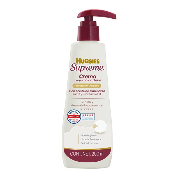 Crema corporal para bebé Huggies Supreme con karité 200 ml