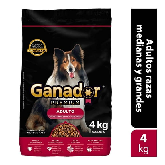 Alimento para Perro Ganador Premium Adulto Razas Medianas y Grandes 4 kg