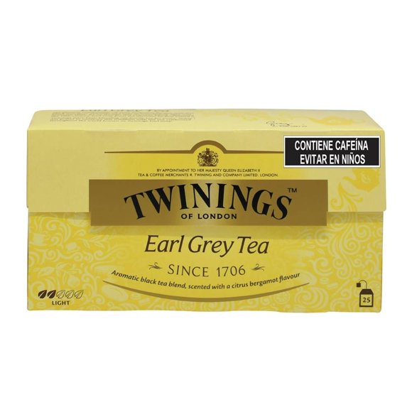 Té negro Twinings earl grey 25 sobres de 2 g c/u