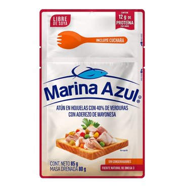 Lomo de atún Marina Azul aleta amarilla con verduras y aderezo de mayonesa 85 g