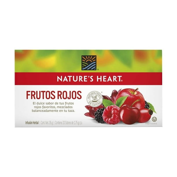 Infusión herbal Nature's Heart frutos rojos 20 sobres de 1.75 g c/u