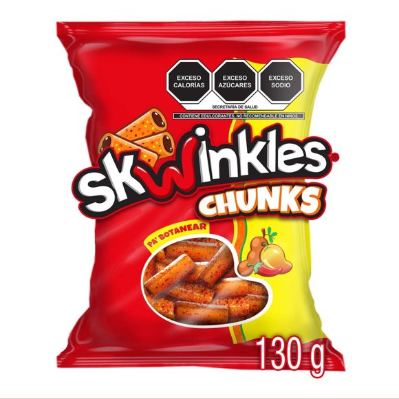 Dulce enchilado Skwinkles chunks tiras sabor mango rellenas de tamarindo 130 g