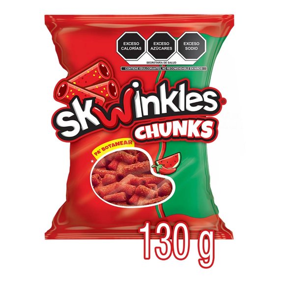 Dulce enchilado Skwinkles chunks sabor sandía con rellenos sabor chamoy 130 g